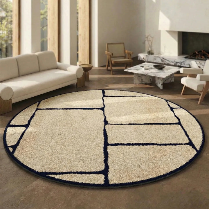 Eleganter runder Teppich, Kurzflor-Design, passt perfekt in moderne Wohnräume & Heimdekoration.