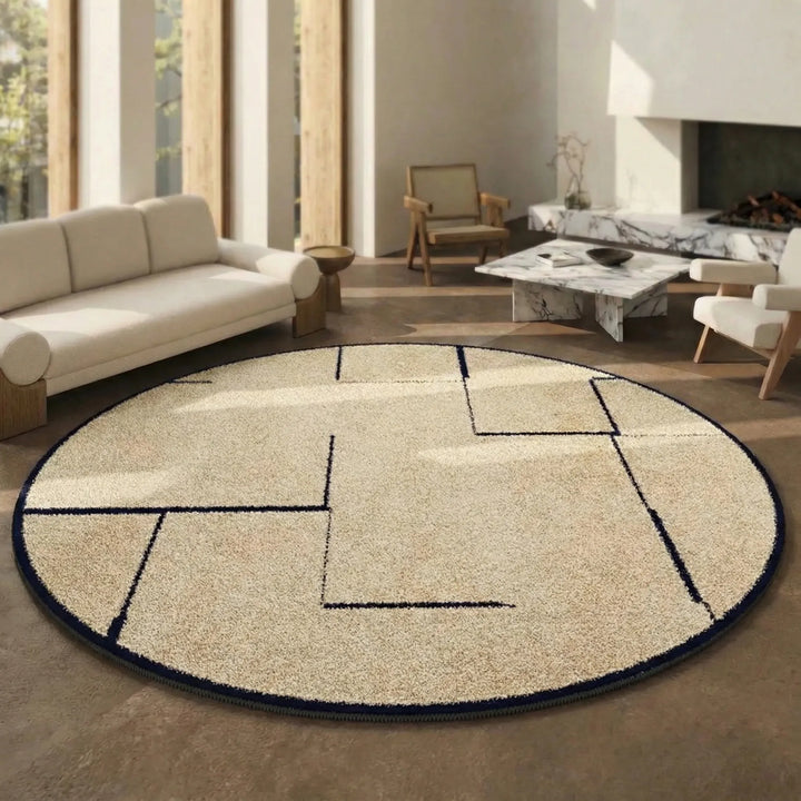 Runder Teppich für Esszimmer oder Flur, strapazierfähiger Kurzflor, modern & schmutzabweisend.