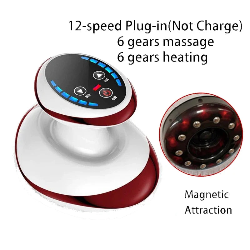 Professionelles elektrisches Gua-Sha Massagegerät mit integrierter Wärmefunktion, Vakuum & Vibration für gezielte Körperentspannung.