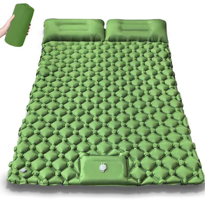 Doppelte Outdoor-Schlafmatte, extra breit, aufblasbar für Camping, Zelt und komfortable Übernachtungen.