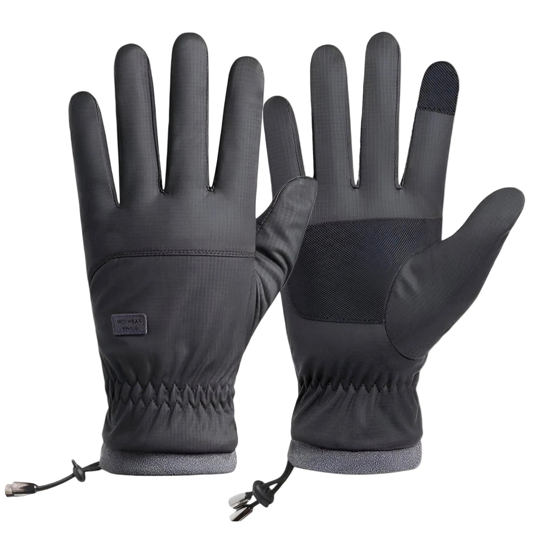 Schwarze Herren Winterhandschuhe mit Touchscreen-Funktion und sicherem Grip für Outdoor & kaltes Wetter.