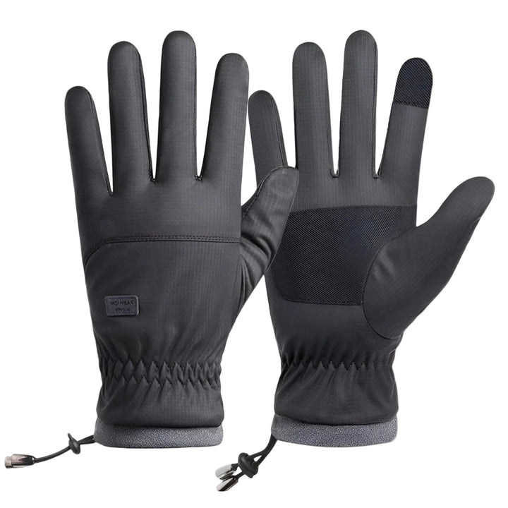 Schwarze Herren Winterhandschuhe mit Touchscreen-Funktion und sicherem Grip für Outdoor & kaltes Wetter.
