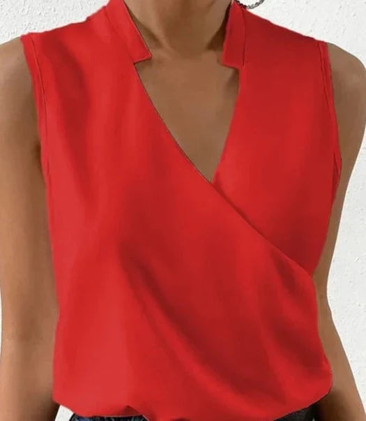 Damen V-Ausschnitt Top, ärmellos, schmal geschnitten, perfekt als lässige Sommermode.