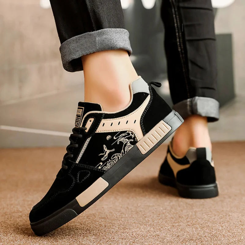 Stylische Herren Komfortschuhe: Sneakers mit innovativem Wellendesign für Freizeit & Sport.