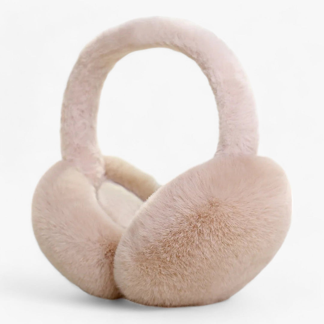 Rosa Damen Plüsch-Ohrwärmer, faltbar. Kuscheliger Ohrenschutz für kalte Herbst- und Wintertage.
