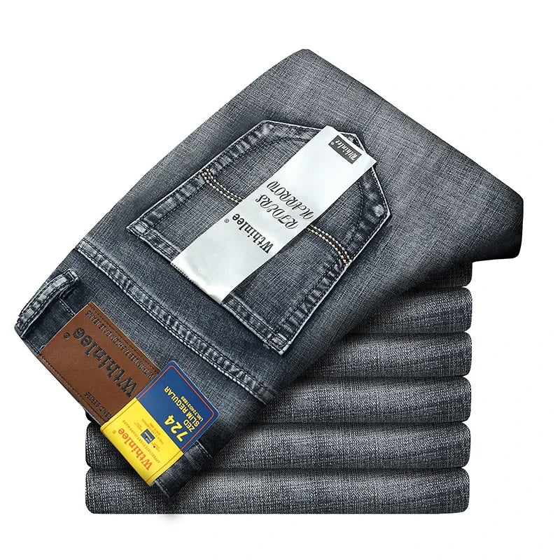 Detailansicht der hochwertigen Stretch Jeans für Herren, Straight Fit, bietet optimalen Tragekomfort.
