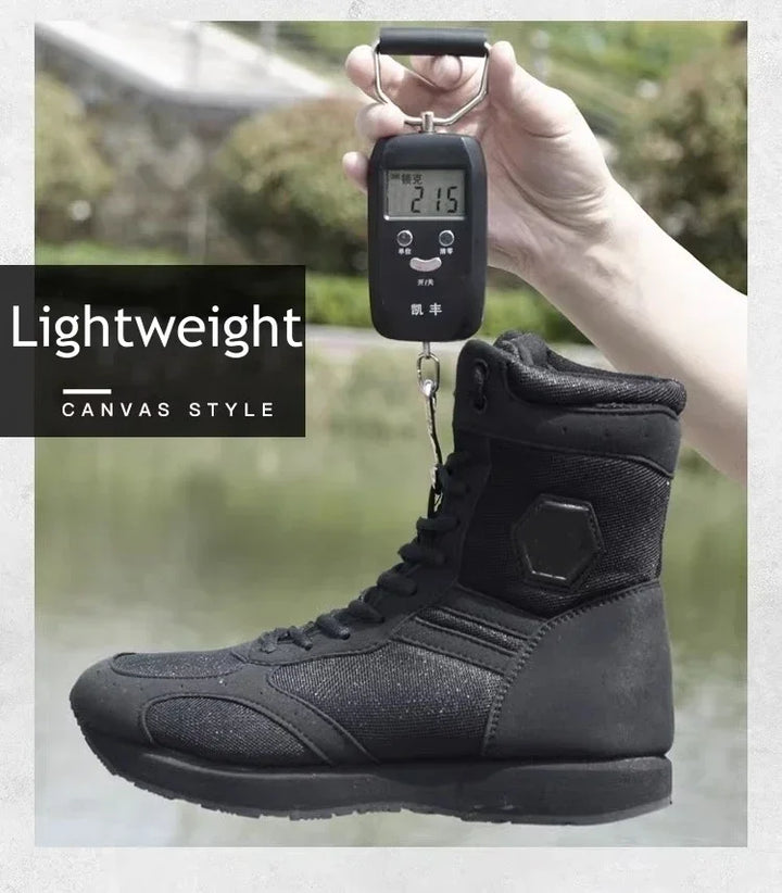 Profilansicht: Schwarze, bequeme Herren Knöchelhohe Stiefel; robuste Freizeitschuhe für Männer.