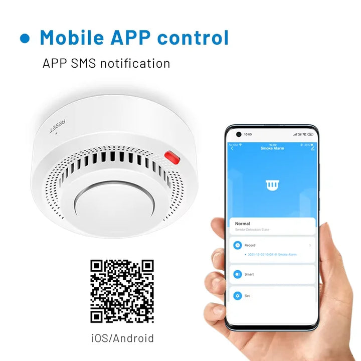 SafeSense Heimschutz: Kombinierter Funkrauchmelder und Hitzemelder, WLAN, Tuya kompatibel für Smart Life.