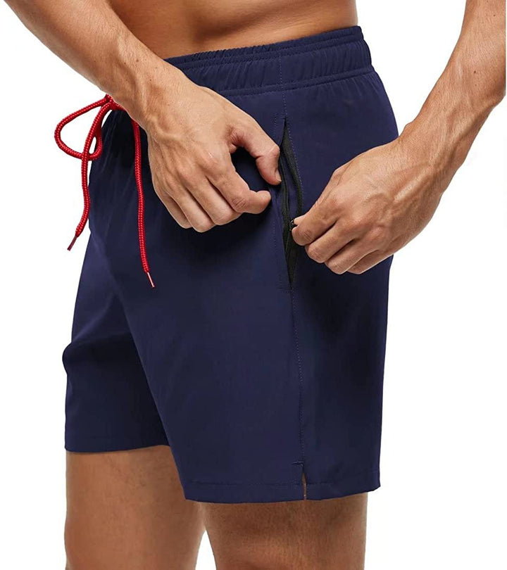 Moderne Herren Schwimmhose mit Kordelzug und sicherer Reißverschlusstasche für Wasseraktivitäten.