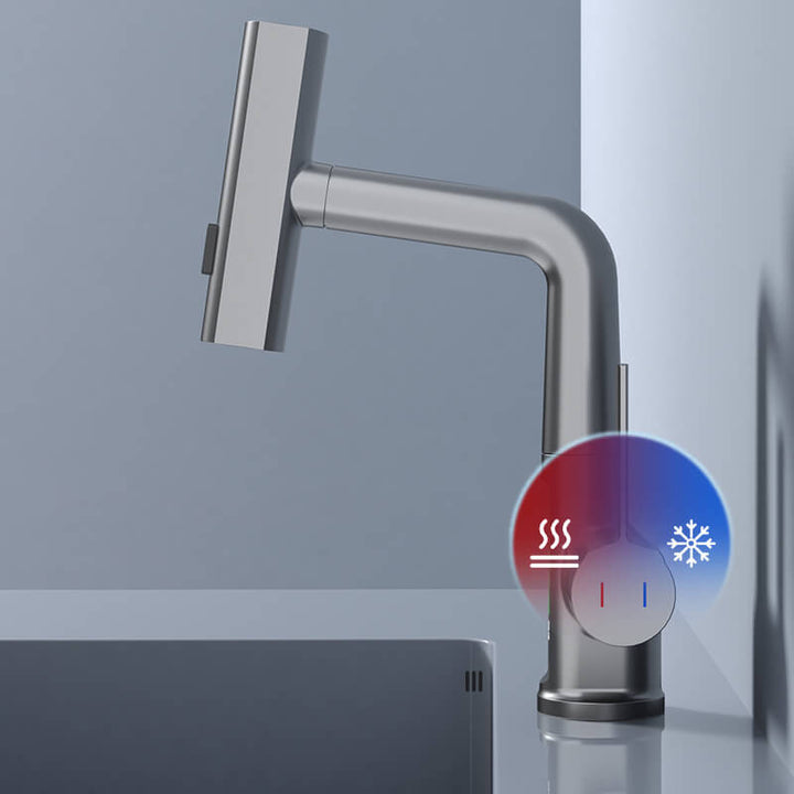 Intelligenter Küchenarmatur mit ausziehbarer Brause, LED-Display & flexibler Funktion für Spülen.