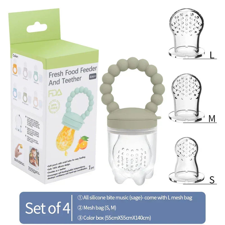 Praktisches Fruchtschnuller Set für Babys, ideal zur Einführung von frischem Obst.