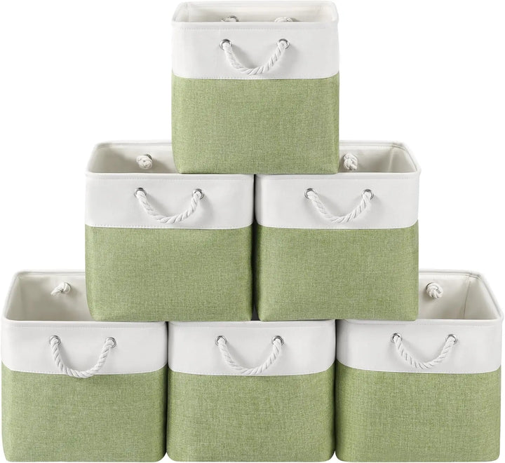 6er Set faltbare Stoffwürfel Nadir mit Seilgriffen. Ideal für Heimorganisation, Aufbewahrung in Wohnzimmer, Schlafzimmer.