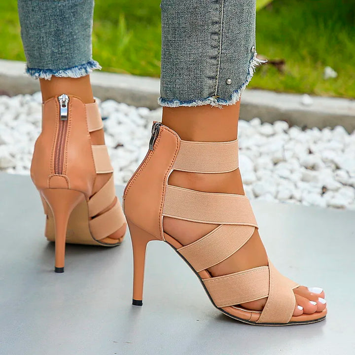 Vielseitige Abendschuhe: Damen Stiletto Pumps mit Crossover-Riemen, perfekt für Feste und formelle Events.