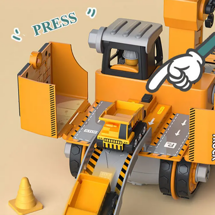 Zwei Kinder spielen gemeinsam mit dem BuildMaster Bauset, fördern Teamwork und Kreativität.
