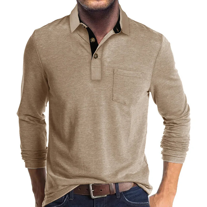 Komfortables Herren-Langarmshirt, Slim Fit, Knopfleiste. Vielseitig kombinierbares Männer-Oberteil.