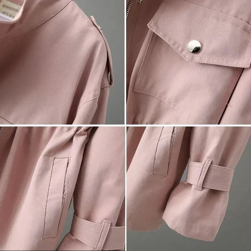 Klassischer doppelreihiger Damen Langmantel. Eleganter Übermantel mit Gürtel, ideal für Herbst- & Wintertage.