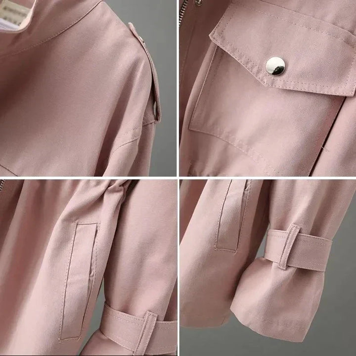 Klassischer doppelreihiger Damen Langmantel. Eleganter Übermantel mit Gürtel, ideal für Herbst- & Wintertage.