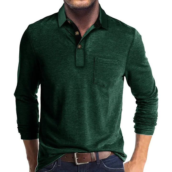 Atmungsaktives Herren Langarmshirt, Slim Fit, Knopfleiste. Modisches Oberteil für jede Gelegenheit.