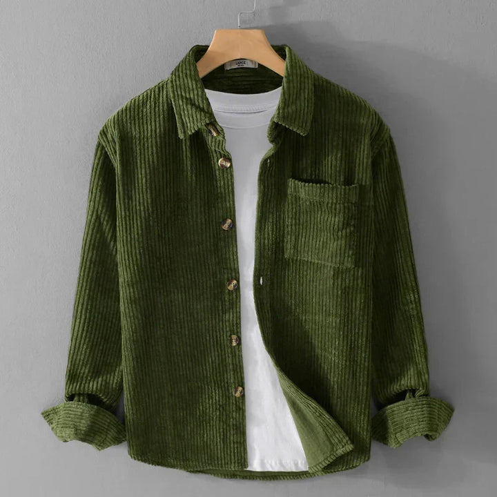 Herren Overshirt-Jacke für Herbst, mit Knopfleiste und Kentkragen, ideal für den Lagenlook, stilvolle Übergangsjacke.