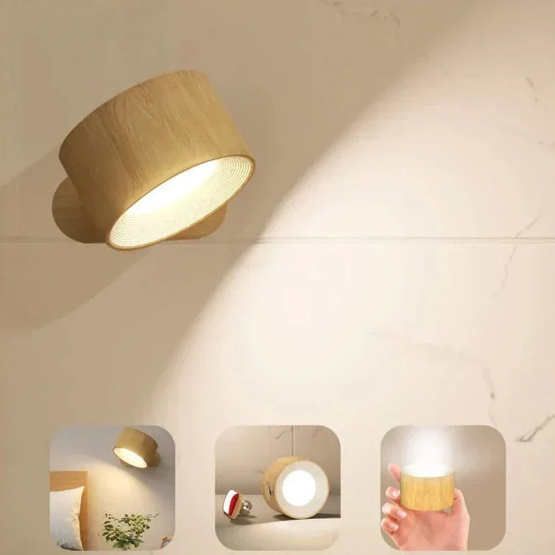Akku-betriebene LED-Wandlampe, dimmbar, modernes Design für flexible Beleuchtung.