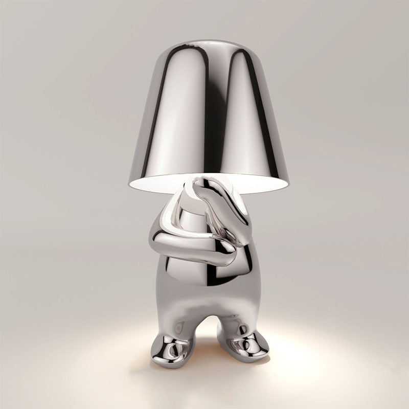 Metall-Glas-Tischlampe in Gold-Silber, moderne LED-Leuchte für gemütliches und elegantes Wohnzimmer-Ambiente.