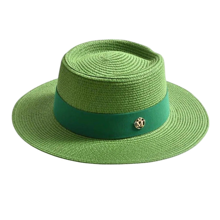 Eleganter Damen Strohhut mit breiter Krempe für optimalen Sonnenschutz im Sommerurlaub.