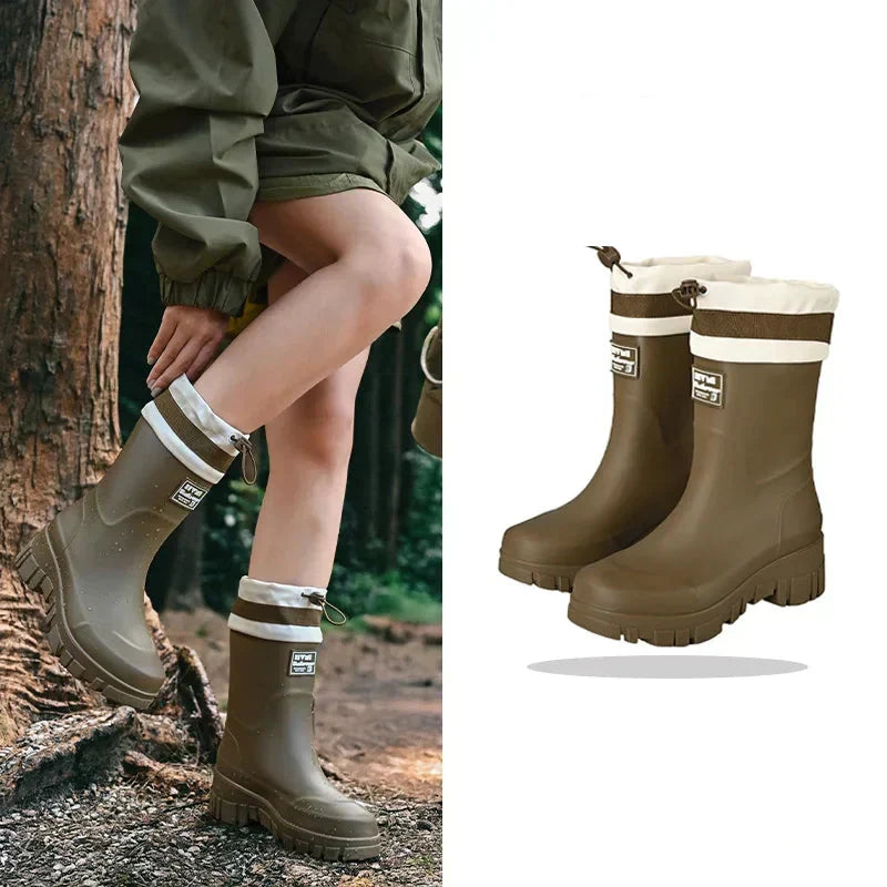 Damen Gummistiefel Arlena im eleganten Retro-Design, wasserdicht mit Antirutschprofil.