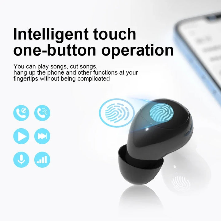 Mini Bluetooth 5.3 In-Ear Kopfhörer (TWS, Schwarz) mit Geräuschreduzierung & Mikrofon für klare Anrufe.