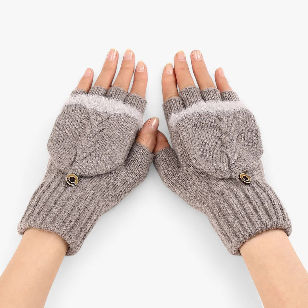 Warme, dunkelrosa Damen Strickhandschuhe, dick & faltbar, schützen Hände zuverlässig im Winter vor Kälte.
