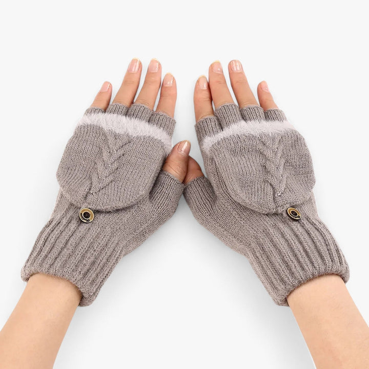Warme, dunkelrosa Damen Strickhandschuhe, dick & faltbar, schützen Hände zuverlässig im Winter vor Kälte.