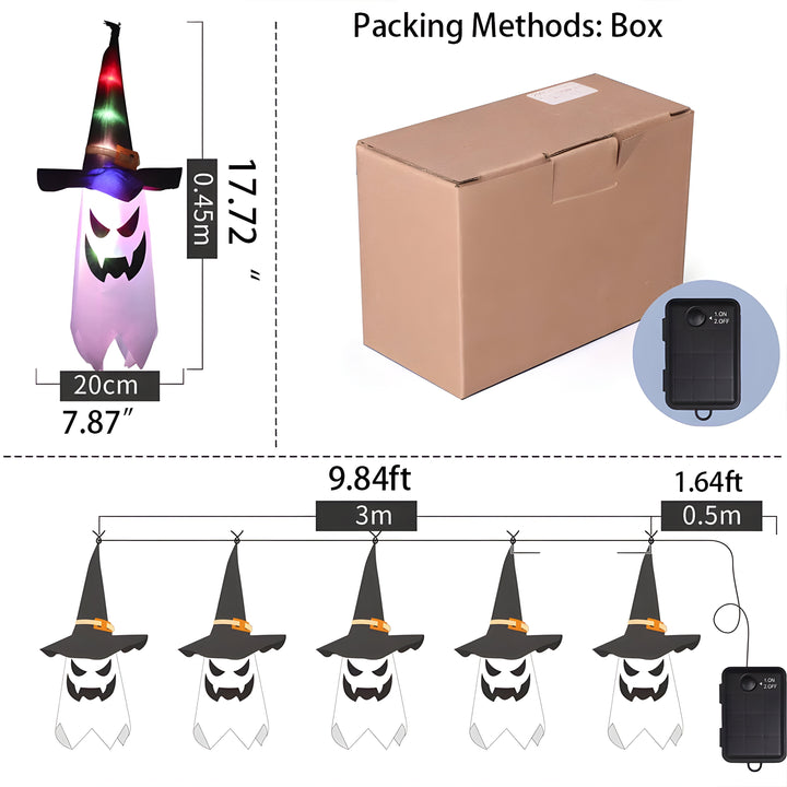 Gruseliger Charme: LED Halloween Lichterkette mit detaillierten Kürbis-Laternen. Einfach zu platzieren.