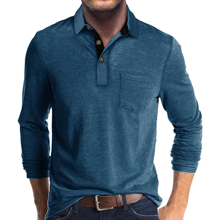 Stylisches Herren-Langarmshirt, Slim Fit, mit Knopfleiste. Perfekt für casual oder Business.