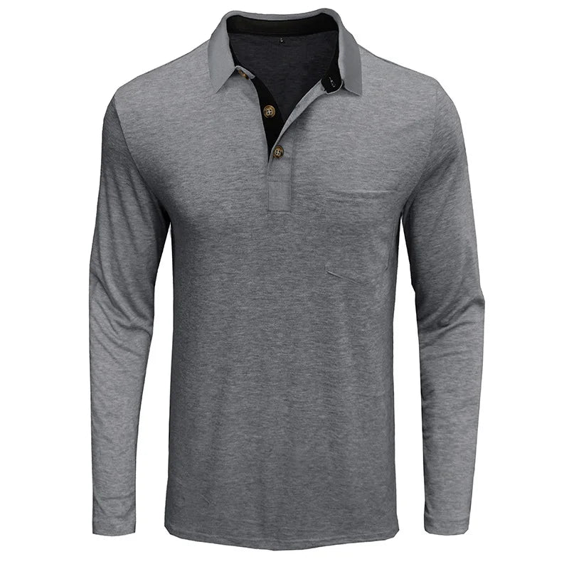 Herren Langarmshirt, Slim Fit, mit Knopfleiste. Perfekt für Übergangszeiten, atmungsaktives Material.