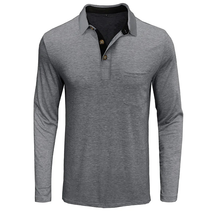Herren Langarmshirt, Slim Fit, mit Knopfleiste. Perfekt für Übergangszeiten, atmungsaktives Material.