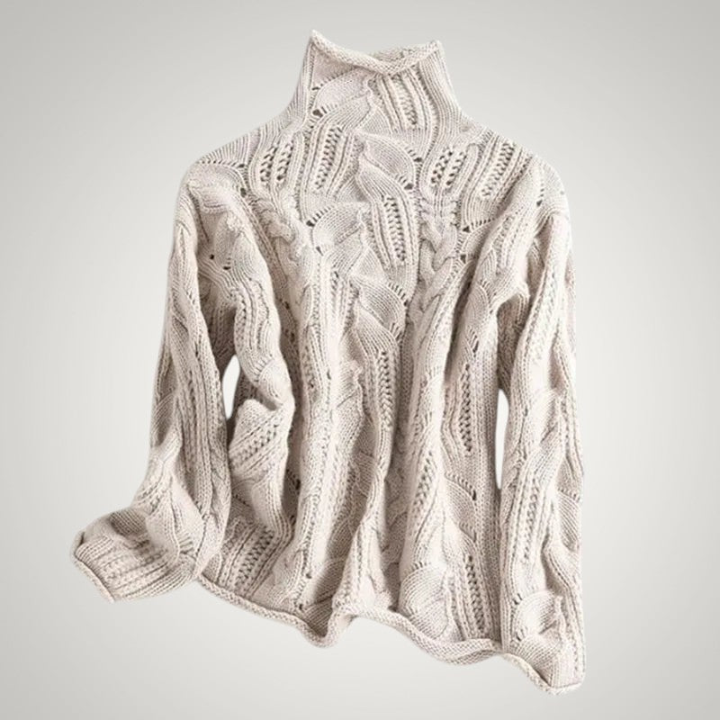 Damen gemusterter, strukturierter Strickpullover, ideal für Herbst & Winter. Elegant & warm.