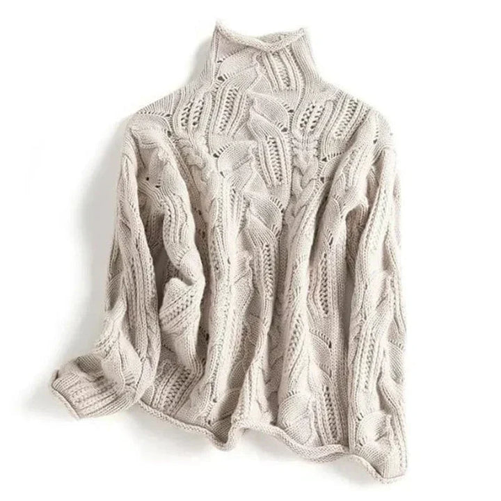 Damen Rollkragenpullover mit Zopfmuster, warm & weich für Winter & Herbst. Eleganter Langarm-Strickpullover.