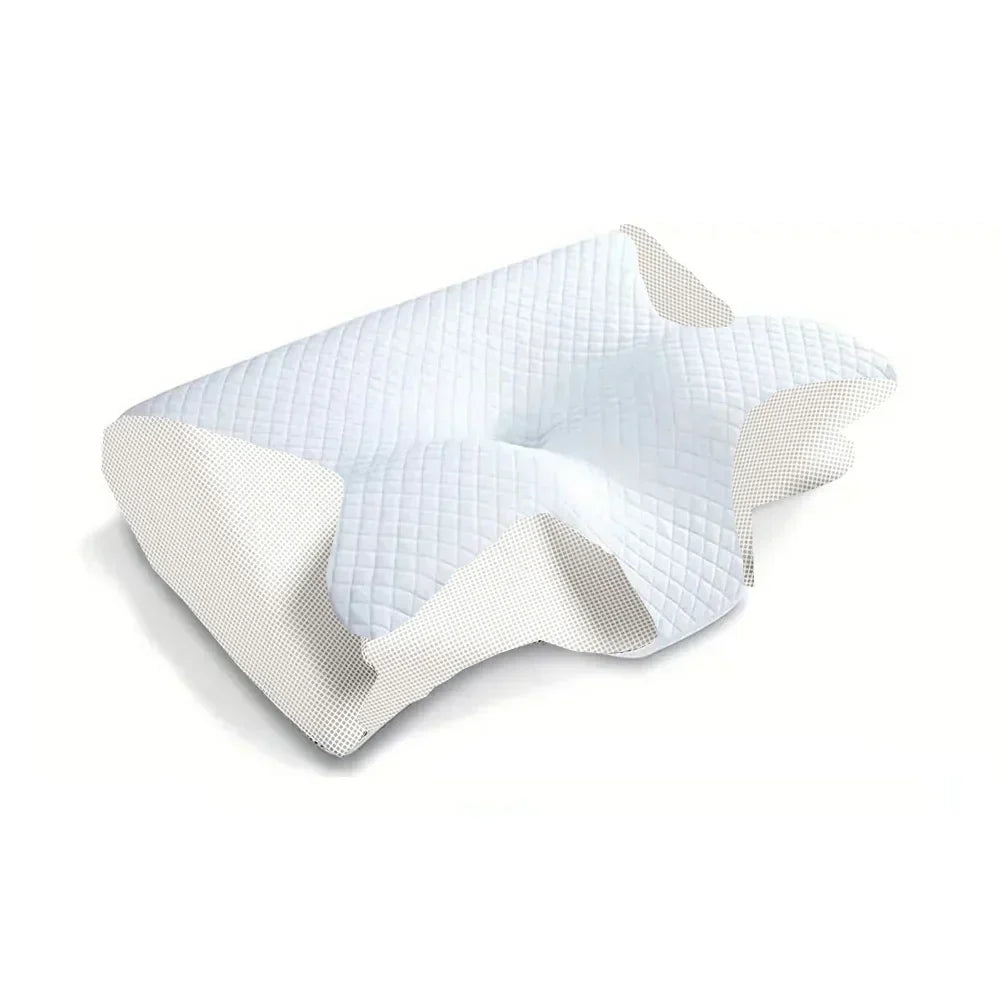 Memoryschaum Nackenstützkissen mit ergonomischem Design, ideal für Seitenschläfer und Rückenschläfer.