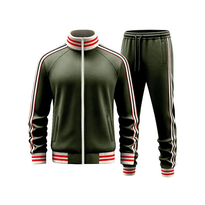 Aktiver Mann im Herren Freizeit Set: Sportbekleidungs-Zweiteiler mit Stehkragen, stilvoll & funktional für unterwegs.