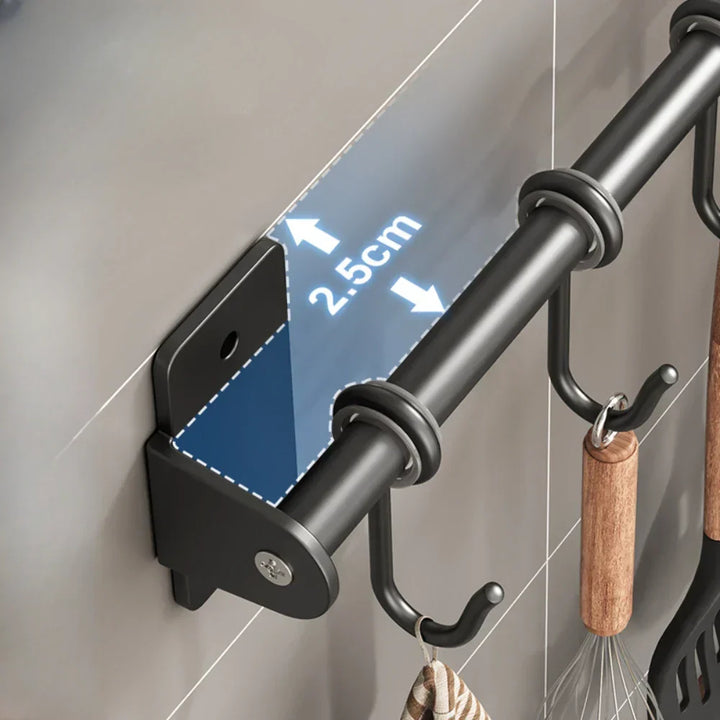 Unisex Wandhakenleiste für Küchenorganisation, ideal zur Aufbewahrung von Utensilien. Mit stabilen Haken.