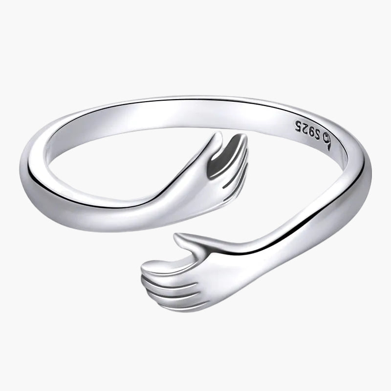 Verstellbarer Damen Umarmungsring in Silber, ideal als Freundschaftsring und Geschenk für Frauen.