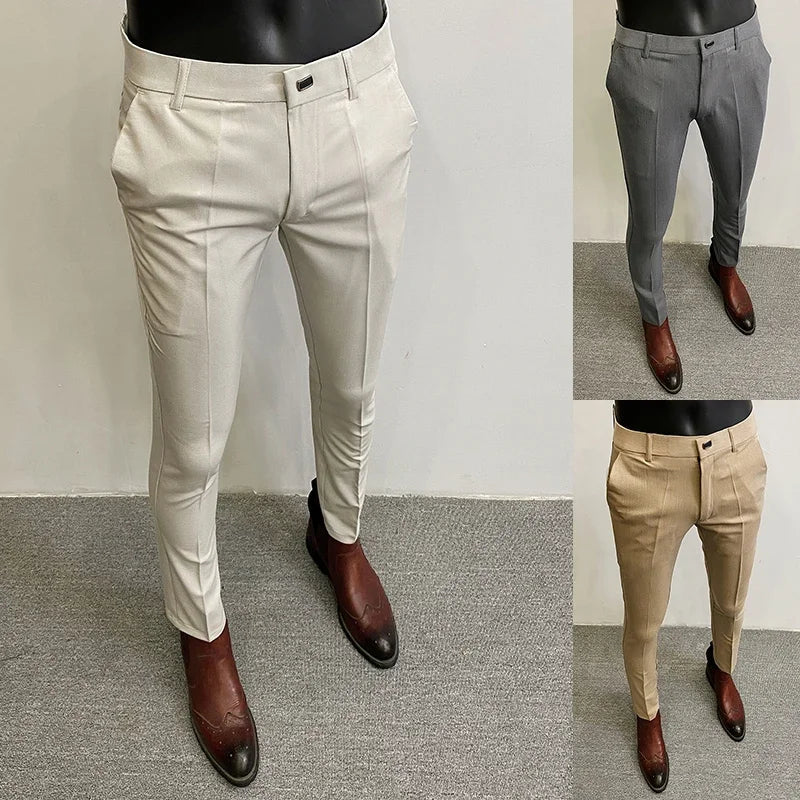 Zeitlose elegante Stoffhose für Herren, ideal als Bürokleidung oder für schicke Alltagslooks.