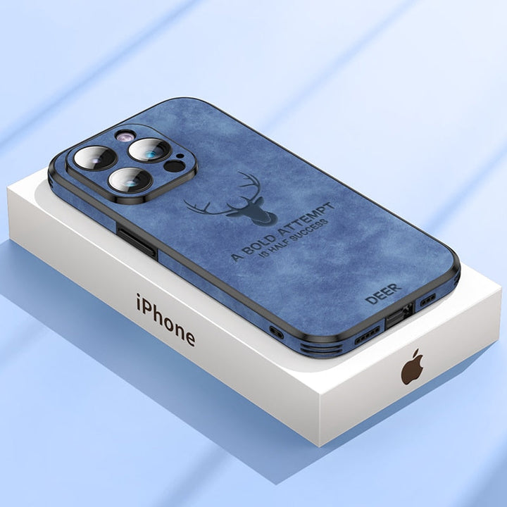 iPhone Wildleder Schutzhülle, präzise Passform, Kameraschutz, stoßfest und luxuriös.