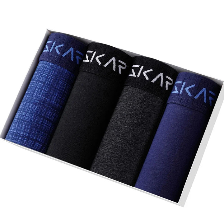 Vielseitige Herren Unterhosen, 4er Pack Boxer Shorts, perfekt für Alltag, Freizeit & Sport.