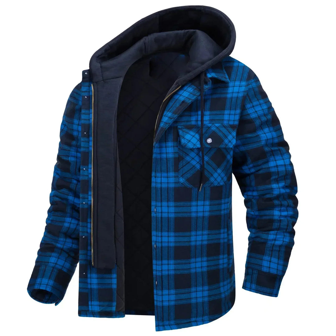 Stylische Herren Oversize Freizeitjacke mit Kapuze. Warme Winterjacke für herbstliche Outdoor-Aktivitäten.