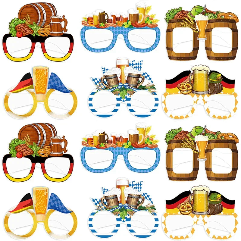 Lustiges Unisex Oktoberfest Fotobrillen Set – 12 Gaudigläser für witzige Fotos & Partystimmung.