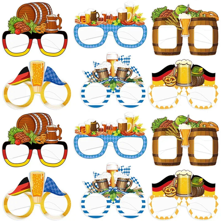 Lustiges Unisex Oktoberfest Fotobrillen Set – 12 Gaudigläser für witzige Fotos & Partystimmung.