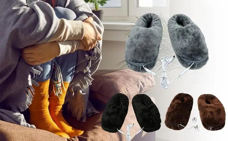 Unisex USB-beheizte Winter-Hausschuhe sorgen für wohlig warme Füße. Perfekt für Damen & Herren zuhause.