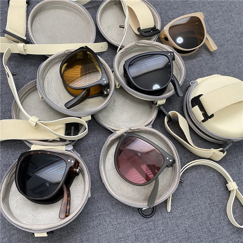 Moderne Vintage-Sonnenbrille, faltbar & unisex. Retro-Stil, Designer-Qualität, UV400 Augenschutz.