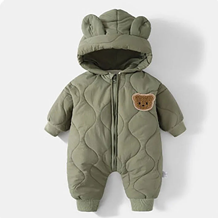 Bequemer Baby Winteroverall Bärenmotiv, extra weich und warm für kalte Wintertage.