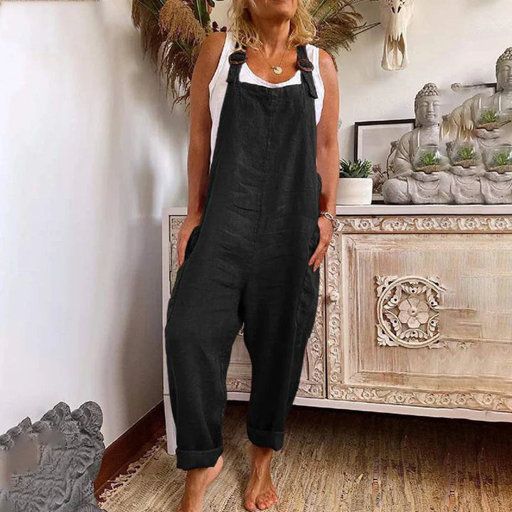 Grüner Damen Sommer Overall mit lockerem Schnitt, verstellbaren Trägern & praktischen Taschen für Freizeit.